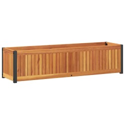 Jardinière 110x30x27,5 cm bois massif d'acacia et acier 