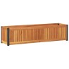 Jardinière 110x30x27,5 cm bois massif d'acacia et acier 