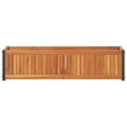 Jardinière 110x30x27,5 cm bois massif d'acacia et acier 