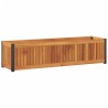 Jardinière 110x30x27,5 cm bois massif d'acacia et acier 