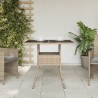 Table de jardin dessus en verre beige 80x80x75cm résine tressée 