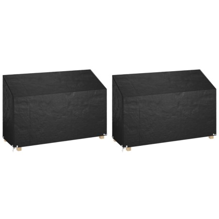 Housses de banc de jardin 2 pcs 8 œillets 190x70x70/88 cm PE 