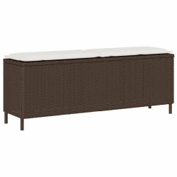 Banc de jardin avec coussin marron 110x30x40,5cm résine tressée 
