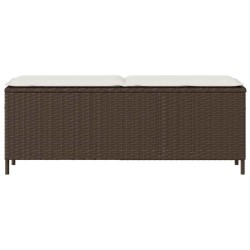 Banc de jardin avec coussin marron 110x30x40,5cm résine tressée 