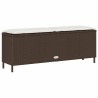 Banc de jardin avec coussin marron 110x30x40,5cm résine tressée 