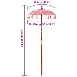 Parasol balinais Autre Rose x 260 cm Coton et bois massif 