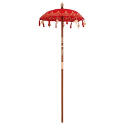 Parasol balinais Autre Rouge x 260 cm Coton et bois massif 