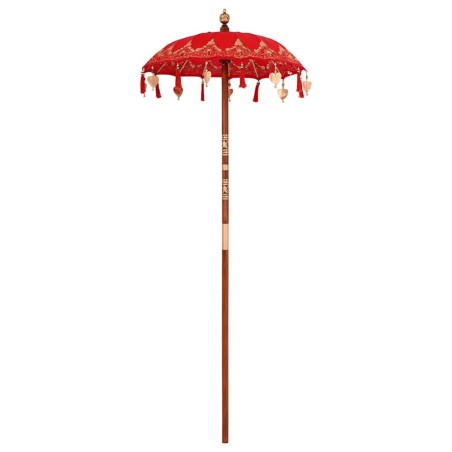 Parasol balinais Autre Rouge x 260 cm Coton et bois massif 