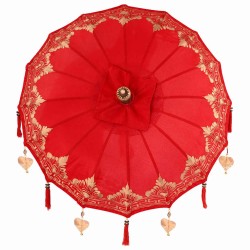 Parasol balinais Autre Rouge x 260 cm Coton et bois massif 