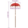 Parasol balinais Autre Rouge x 260 cm Coton et bois massif 