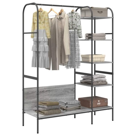 Porte-vêtements avec étagères Gris Sonoma 120x44x160 cm Bois d'ingénierie 