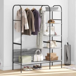 Porte-vêtements avec étagères Gris Sonoma 120x44x160 cm Bois d'ingénierie 