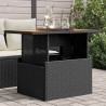 Table de jardin noir 100x55x73 cm résine tressée et bois acacia 