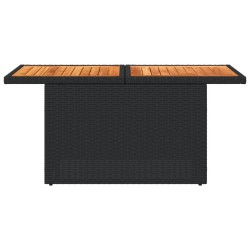 Table de jardin noir 100x55x73 cm résine tressée et bois acacia 