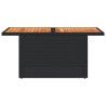 Table de jardin noir 100x55x73 cm résine tressée et bois acacia 