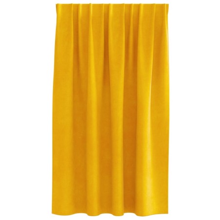 Rideaux occultants avec bande supérieure 2 pcs en velours jaune moutarde 