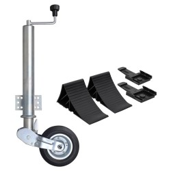 Roue de cric de remorque 60 mm avec cales de roue 