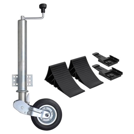 Roue de cric de remorque 60 mm avec cales de roue 