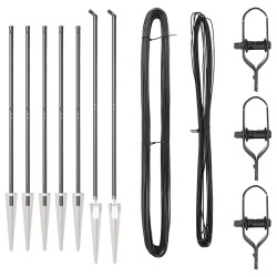 Set de poteaux de clôture 7 pcs Gris Ø32mm 160 cm Métal 