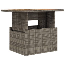 Table de jardin gris 100x55x73 cm résine tressée et bois acacia 