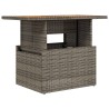 Table de jardin gris 100x55x73 cm résine tressée et bois acacia 