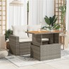 Table de jardin gris 100x55x73 cm résine tressée et bois acacia 