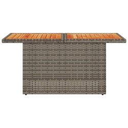 Table de jardin gris 100x55x73 cm résine tressée et bois acacia 