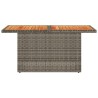 Table de jardin gris 100x55x73 cm résine tressée et bois acacia 