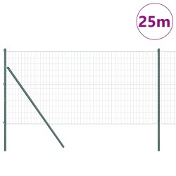 Clôture Euro avec 13 poteaux de 0,4 x 25 m en acier galvanisé vert 