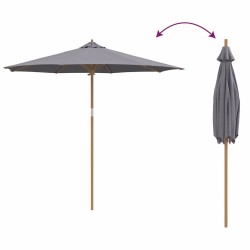 Parasol de jardin - Gris foncé, 270x260 cm, Bambou 