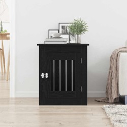 Meuble pour cage à chien en chêne noir 75 x 55 x 65 cm en bois d'ingénierie 