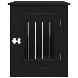 Meuble pour cage à chien en chêne noir 75 x 55 x 65 cm en bois d'ingénierie 