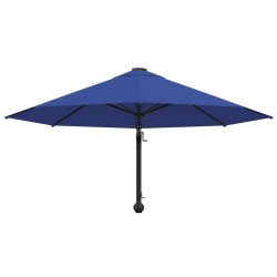 Parasol mural avec mât métallique 300 cm Bleu 