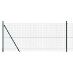 Ensemble de Poteaux de Clôture Ensemble de 2 Vert Métal 10 x 1 m 