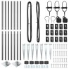 Ensemble de poteaux de clôture 7 pcs Gris Ø32mm 160 cm Métal 