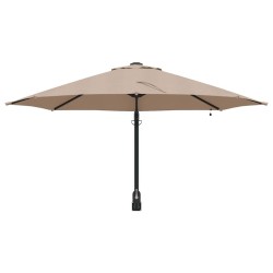 Parasol mural avec LEDs taupe 248 cm 