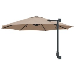 Parasol mural avec LEDs taupe 248 cm 