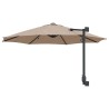 Parasol mural avec LEDs taupe 248 cm 