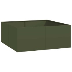 Jardinière vert olive 100x100x40 cm acier 