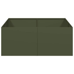 Jardinière vert olive 100x100x40 cm acier 