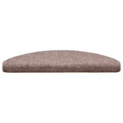 Tapis d'escalier auto-adhésifs 10 pièces 65 x 21 x 4 cm Crème Demi-rond Grand 