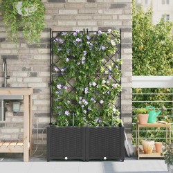 Jardinières de jardin 1 pc Noir 80 x 40 x 142 cm Plastique 