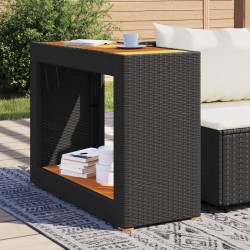 Table d'appoint de jardin dessus en bois noir 100x40x75 cm 