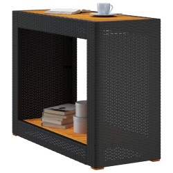 Table d'appoint de jardin dessus en bois noir 100x40x75 cm 