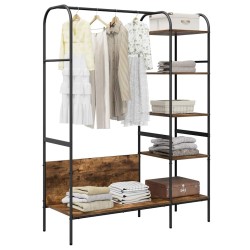 Porte-vêtements avec étagères Chêne fumé 120x44x160 cm Bois d'ingénierie 