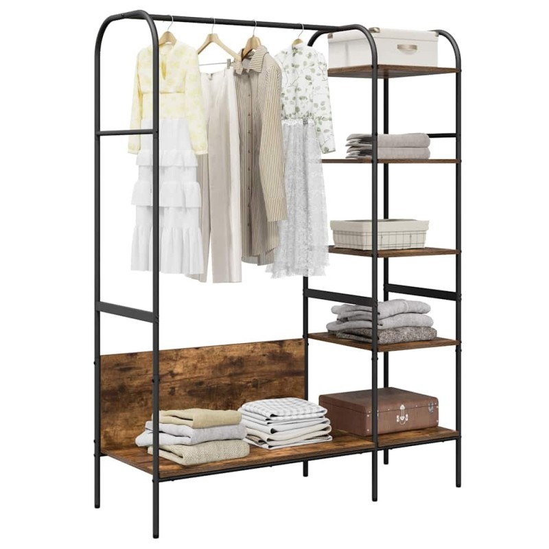 Porte-vêtements avec étagères Chêne fumé 120x44x160 cm Bois d'ingénierie 