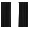 Rideaux occultants aspect lin crochet 2pcs Anthracite 140x175cm 