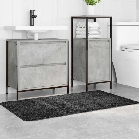 Tapis de bain rectangulaire gris foncé 70x120 cm en polypropylène antidérapant 