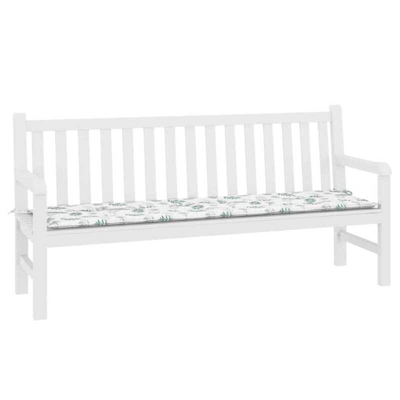 Coussin de banc de jardin avec motif de feuilles - 180x50x4 cm, fabriqué en tissu Oxford 