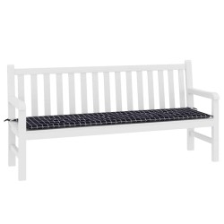 Coussin de Banc de Jardin - Motif à Carreaux Noirs - 180 x 50 x 4 cm - Tissu Oxford 